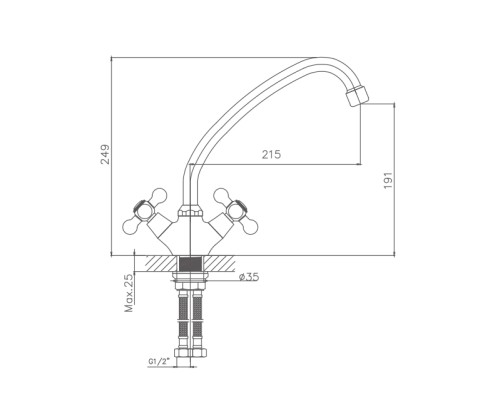 Смеситель для кухни Cron CN4319-2 Хром