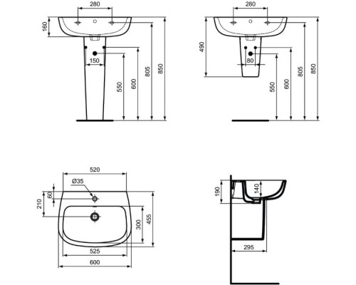 Раковина Ideal Standard Esedra 60 T279801 Euro White