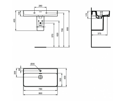 Раковина Ideal Standard Strada II 80 T300101 Euro White