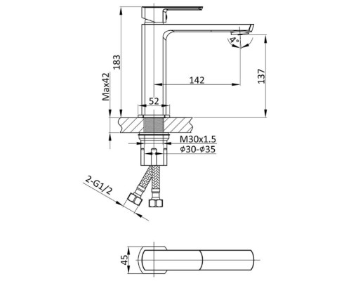 Смеситель для раковины Vincea Next VBF-1N1MB Черный матовый