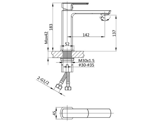 Смеситель для раковины Vincea Next VBF-1N1MB Черный матовый