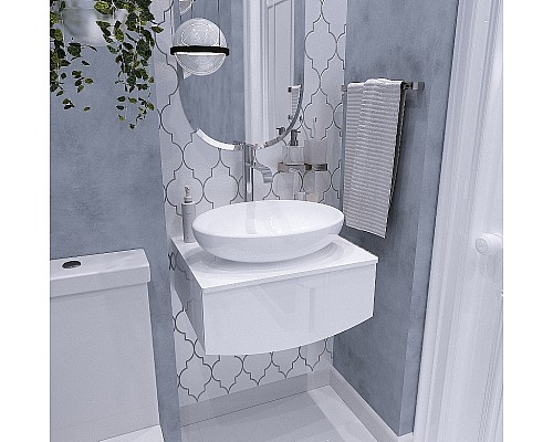 Тумба под раковину 1MarKa Nega 60П Ц0000002812 подвесная Белый глянец