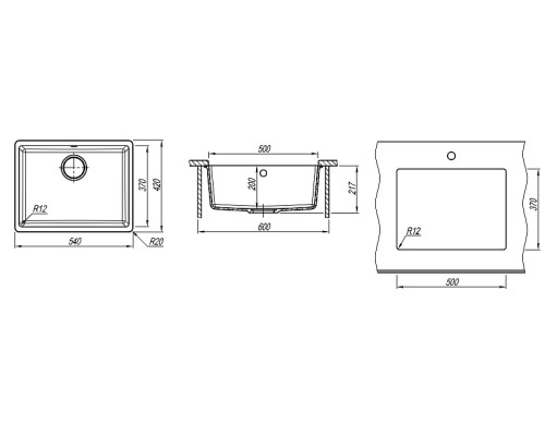 Кухонная мойка Florentina Вега-500 22.320.D0500.302 Антрацит