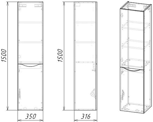 Шкаф пенал Grossman Талис 35 303507 подвесной с бельевой корзиной Бетон пайн Серый