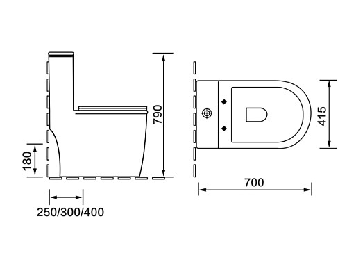 Унитаз напольный безободковый моноблок с сиденьем микролифт SantiLine SL-5019