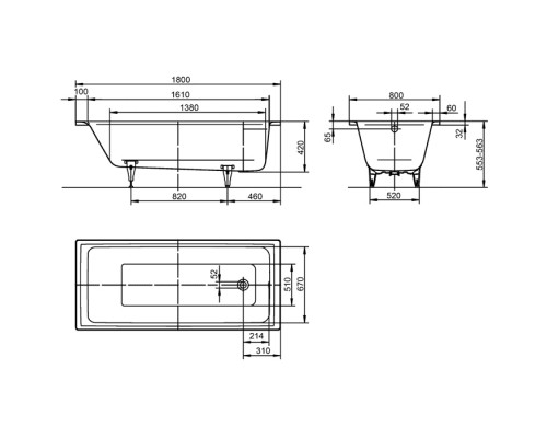 Ванна стальная Kaldewei Puro 180x80 256300010001