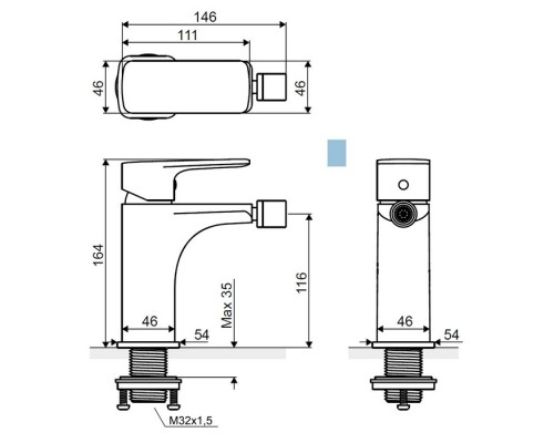 Смеситель для биде Excellent Keria AREX.2003CR хром