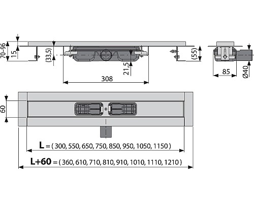 Душевой лоток Alcaplast Low APZ101-1150 без решетки