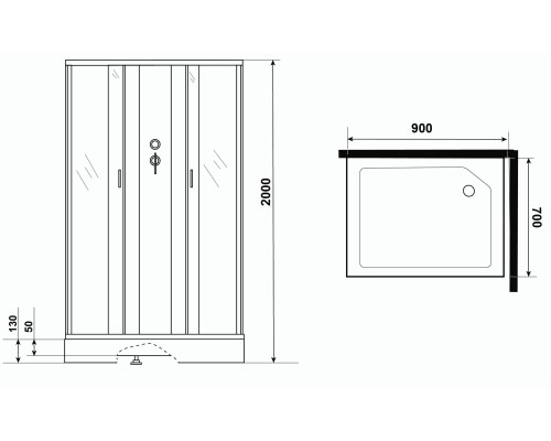 Душевая кабина Niagara Classic 90х70 NG-43975-14QBK без гидромассажа