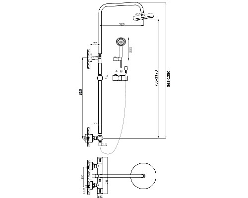 Душевая система Agger Thermo A2451244 Черная