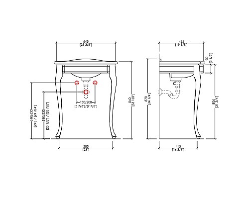 Консоль под раковину Devon&Devon Lady 63 DELADYCR Хром