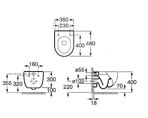 Комплект унитаза с инсталляцией Roca Meridian 7893104110 с сиденьем Микролифт и клавишей смыва