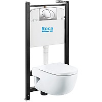 Комплект унитаза с инсталляцией Roca Meridian 7893104110 с сиденьем Микролифт и клавишей смыва