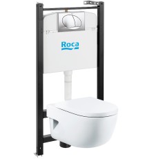 Комплект унитаза с инсталляцией Roca Meridian 7893104110 с сиденьем Микролифт и клавишей смыва
