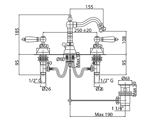 Смеситель для биде Cezares LORD-BBS2-03/24