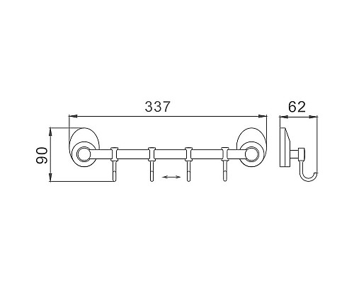 Вешалка для полотенец Haiba HB1615-4 Хром