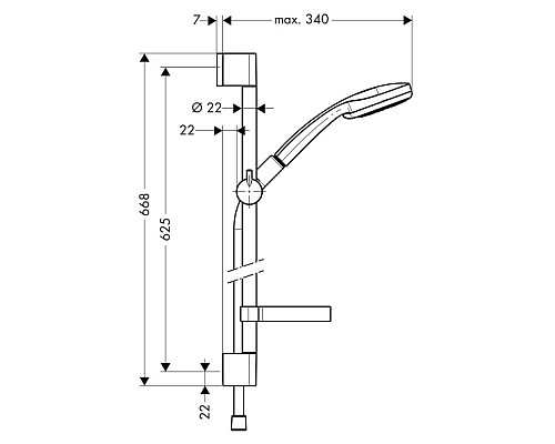 Душевой гарнитур Hansgrohe Croma 100 Multi/Unica C 27775000