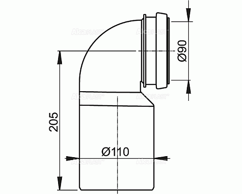 Колено выпускное для унитаза Alcaplast M906 Черное
