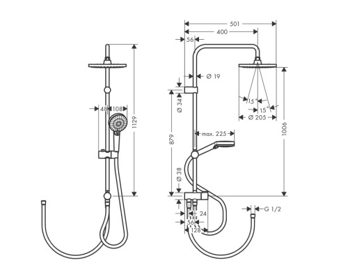 Душевая система Hansgrohe Vernis Blend черный матовый 26272670