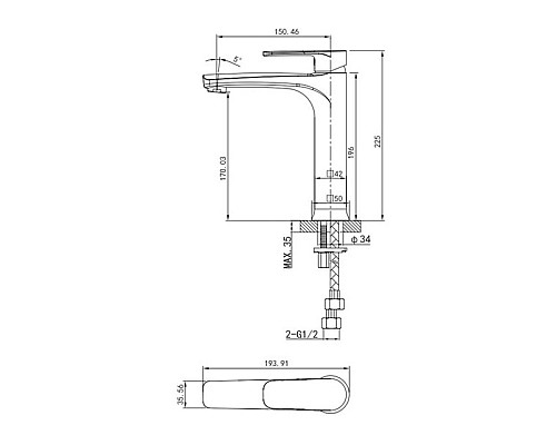 Смеситель для раковины Caprigo Atlantic 51-023-CRM хром