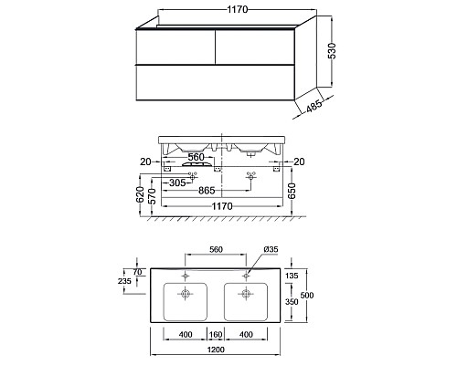 Тумба под раковину Jacob Delafon Odeon Up 120 EB892-N18 подвесная Белая