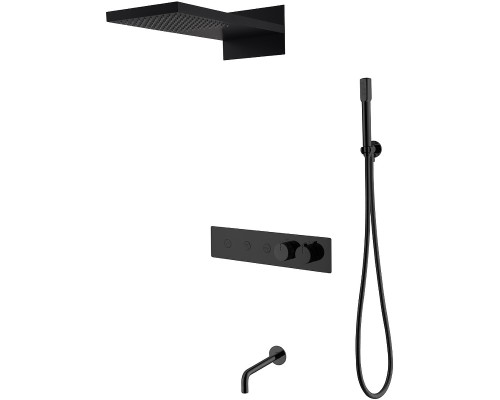 Душевая система Boheme Fusion 131-2-B с термостатом Черная матовая