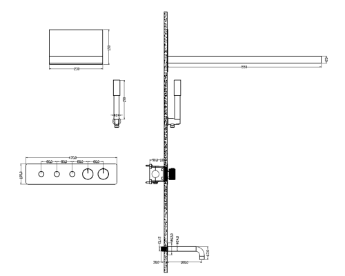 Душевая система Boheme Fusion 131-2-B с термостатом Черная матовая