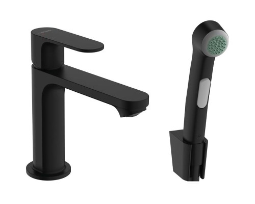 Смеситель для раковины Hansgrohe Rebris S с гигиеническим душем Черный матовый