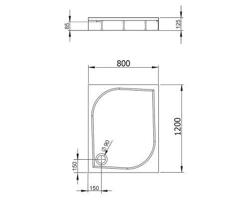Душевой поддон из искусственного камня Radaway Paros D 80x120x13 белый