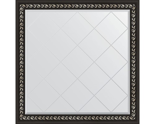 Зеркало Evoform Exclusive-G 105х105 BY 4440 с гравировкой в багетной раме - Черный ардеко 81 мм