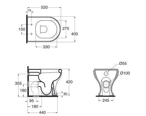 Унитаз Azzurra Charme CHVCTT000000BI приставной без сиденья