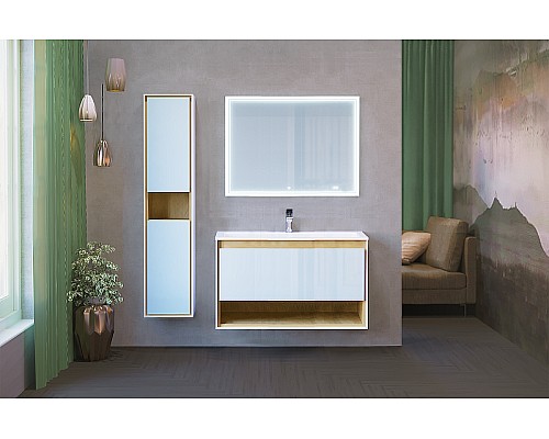 Зеркало Jorno Glass 100 Gla.02.92/W с подсветкой с сенсорным выключателем с часами и обогревом Зеркало Jorno Glass 100 Gla.02.92/W с подсветкой с сенсорным выключателем с часами и обогревом