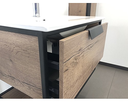 Тумба с раковиной Comforty Бонн 75 00-00006487 подвесная Дуб темный