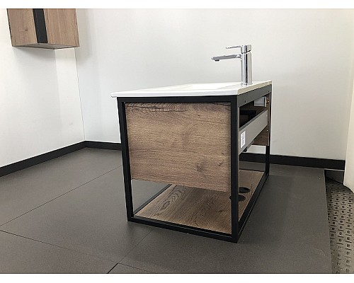 Тумба с раковиной Comforty Бонн 75 00-00006487 подвесная Дуб темный