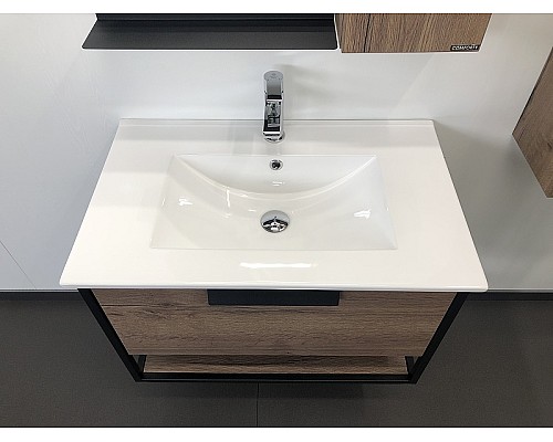 Тумба с раковиной Comforty Бонн 75 00-00006487 подвесная Дуб темный