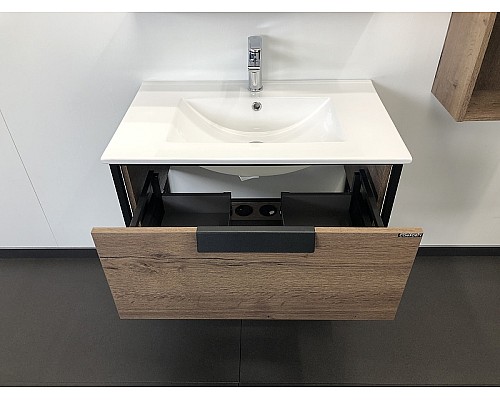 Тумба с раковиной Comforty Бонн 75 00-00006487 подвесная Дуб темный