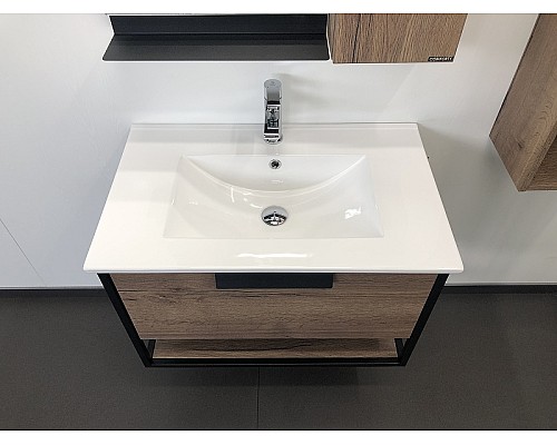 Тумба с раковиной Comforty Бонн 75 00-00006487 подвесная Дуб темный