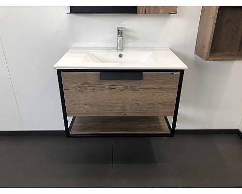 Тумба с раковиной Comforty Бонн 75 00-00006487 подвесная Дуб темный