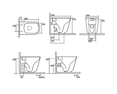 Унитаз Kerasan Tribeca 511831 приставной Черный матовый без сиденья