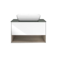 Тумба под раковину Kerama Marazzi PLAZA Modern подвесная с ящиком и полкой 80