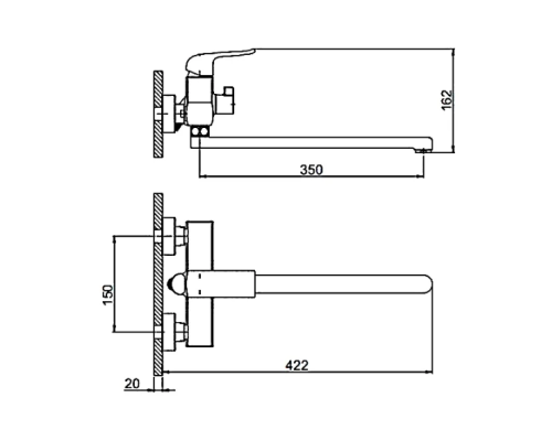 Смеситель для ванны Gappo G50 G2250 универсальный Черный матовый