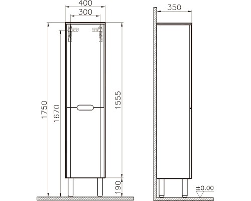 Шкаф пенал Vitra Sento 40 L 60854 подвесной Белый