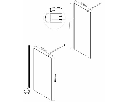 Душевая перегородка Vincea Walk-In 120 VSW-1H120CLG Золото