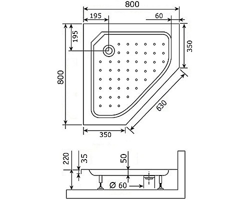 Акриловый поддон для душа RGW Acrylic Style-TR 80x80 16180588-11 Белый