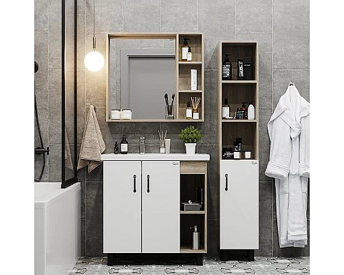 Тумба под раковину Onika Тимбер 80.10 108045 Белый матовый Дуб сонома