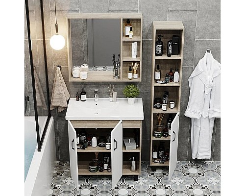 Тумба под раковину Onika Тимбер 80.10 108045 Белый матовый Дуб сонома