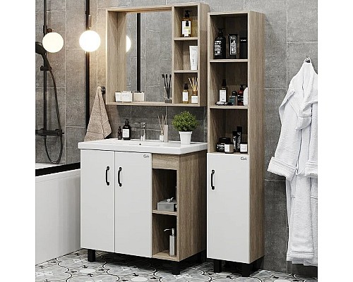 Тумба под раковину Onika Тимбер 80.10 108045 Белый матовый Дуб сонома