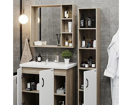 Тумба под раковину Onika Тимбер 80.10 108045 Белый матовый Дуб сонома