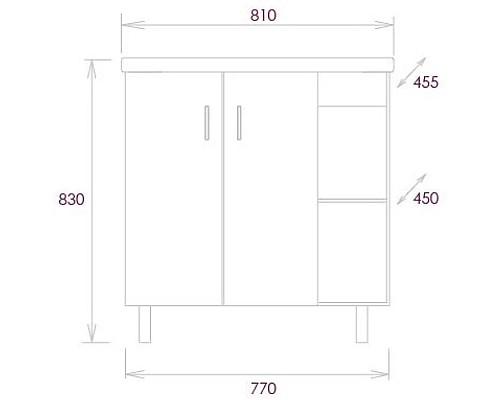 Тумба под раковину Onika Тимбер 80.10 108045 Белый матовый Дуб сонома