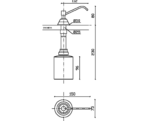 Диспенсер для жидкого мыла Nofer 03100.B встраиваемый Глянцевая нержавеющая сталь